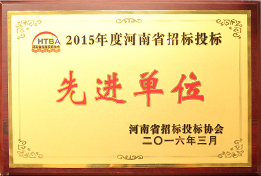 2015年河南省招标投标先进单位
